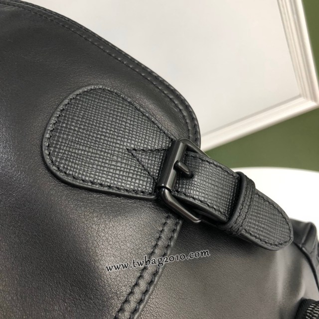 Burberry專門店新款男士專用黑色皮革雙肩包 巴寶莉全皮軍旅男女通用背包 yxb1190